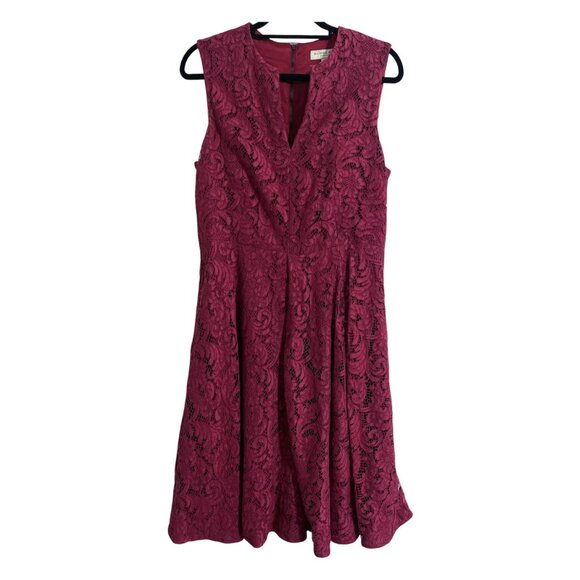 BURBERRY LONDON Lace Dress Short Sleeve Joley in Maroon size US 12 - Picture 1 of 15